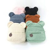 Plush Zipper Backpack Fashionable Casual Ear Little Bear Cartoon Cute Bear Embroidered Name Autumn Winter Children's Backpack