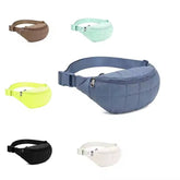 Unisex Gym Fanny Pack Lightweight Puffer Diamond Belt Bag Zipper Solid Colors for Outdoor Running Sports