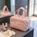 Cosmetic Bag Quilted Large Capacity Waterproof Fashion Simple Portable Lightweight Partition Double-Opening Travel Makeup Case