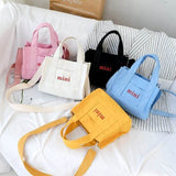 New Design Quality Single Slung over Shoulder Canvas Cotton Fashion Tote Bag Small Square with Long Handle