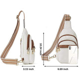 Women's Fashion Summer Outdoor Chest Bags with Vegan Guitar Strap PU Leather Waterproof Crossbody Sling Messenger Bags