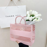 Summer Shopping Basket HandHeld PVC Bag Jelly Bag Large Capacity Storage Candy Color Hollow Easy Wash Dirt-resistant Fashion Bag