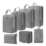 Unisex 7-Piece Travel Bag Set Durable Clothing Organizer Packing Cubes Zipper Stylish Fashionable Luggage