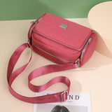Women's Lightweight Cross-border Nylon Shoulder Bag Simple Fashion Small Square PU Crossbody Wide Messenger Bag