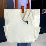 Pickleball Racket Bag Outdoor Portable Shoulder Handbag Tote Tennis Racket Storage Backpack Large-Capacity Canvas Beige Gym Bag