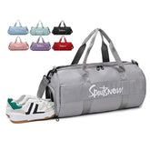 Letter Print Colorful Waterproof Sports Gym Travel Spend a Night Weekend Women Overnight Duffle Duffel Bag with Shoe Compartment