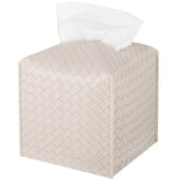 Tissue Case Waterproof Square Leather Simple Woven Pattern Luxury Dustproof Cover for Home Living Room Office Desktop