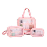 Foldable Lady Travel Zipper Cosmetic Bag Transparent Vinyl Waterproof Beach Toilet Wash Bag Clear TPU PVC Letter
