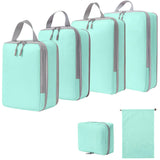Nylon Cloth Storage Bags with Zipper Sport Fashion Compression Packing System Closure 6-Piece Travel Packing Cubes Organizers