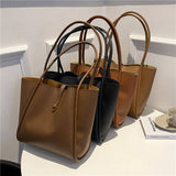 Women's Shoulder Bags Zip Child and Mother Pu Shoulder Bag Pure Color Shoulder Purse Tote Shopping Bag