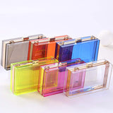 Summer Ladies Transparent Boxed Purse Crossbody Handbag Trendy Women Clear Acrylic Evening Clutch Bag
