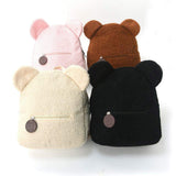 Plush Zipper Backpack Fashionable Casual Ear Little Bear Cartoon Cute Bear Embroidered Name Autumn Winter Children's Backpack