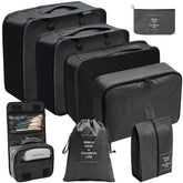 8-Piece Fashionable Polyester Travel Bag Set Wash Bag for Toiletries Cosmetics Clothing Shoes Luggage Storage