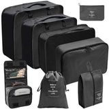 8-Piece Fashionable Polyester Travel Bag Set Wash Bag for Toiletries Cosmetics Clothing Shoes Luggage Storage