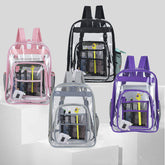 Cross-Border Supply Large Capacity Transparent PVC School Backpack Waterproof with Polyester Lining Sports Bag