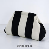 Versatile Striped Cloud Bag Fly-Woven Clutch Cross-Border Women's Open Closure Beach Commuting Bag with Polyester Lining Handbag