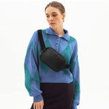 Trendy New Vegan Leather Crossbody Waist Pack Sling Style with Belt and Box Pattern Waist Bags for Travel