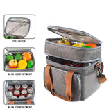 Large Capacity Double Layer Insulated Lunch Bag Waterproof Oxford Material Food Ice Cooler Crossbody Outdoor Picnic Letter