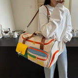 Handheld Travel Bag Short Trip Shoe Compartment Creative Geometric Oxford Casual Crossbody Gym Luggage Bag Fashionable New Bag