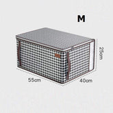 Collapsible Wardrobe Clothes Organizer Storage Box with Handles Zipper Lid Viewable Window Quilt Storage Bag Steel