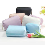 Women's Large-Capacity Portable Cosmetic Bag Zipper Waterproof PU Material for Travel Toiletries Storage