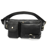 Waist Bag Men's Fashionable Top Layer Cowhide Genuine Leather Single Shoulder Crossbody Zipper Portable Water-Proof Phone Chest