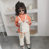 Kids School Backpack Small Solid Color Plush Rabbit Bear Lightweight Backpack Plush Gifts Solid Color School Bag