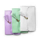 Hot Selling Women's Portable PU Leather Jewelry Travel Organizer Tangle-Free Roll Bag with Open Closure Letter Pattern