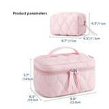Quilted Feather Waterproof Large Capacity for Toiletry Bag Portable Zipper Cosmetic Organizer with Geometric Pattern Bags
