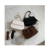 Pure Color New Style Autumn Winter Fashion Messenger Bag Street Fashion Magnetic Button Bag Texture Retro High Quality Bags