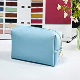 Makeup Bag Zipper Closure Large Capacity Portable PU Waterproof Travel for Toiletry Storage Soft Case Solid Color Fashion