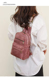 New Women's Retro Solid Color Backpack PU Leather Convertible Crossbody Backpack Chest Bag