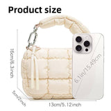 Makeup Pouch Custom Mini Handheld Storage Small Wrinkle Cloud Plaid Cotton Nylon Zipper Closure Casual Bags