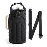 Travel Quilted Insulated Water Bottle Carrier Holder Crossbody Sling Water Bottle Bag for 32/64 oz Bottle Custom Fitness Gym Bag