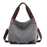 European American Style Women's Casual Solid Color Zipper Closure Fashionable VersatileCanvas Shoulder Crossbody Bag