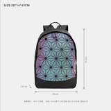 Fashionable Multifunction Geometry Reflective Luminous Zipper Book Bags Men Women's Backpacks for High School