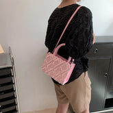 New Women's Frayed Geometric Pattern Mini Tote Bag with Top Handle & Detachable Crossbody Strap for Casual Daily Wear