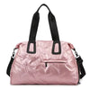Holographic Quilted Puffer Tote Bag, Lightweight Waterproof Gym & Travel Bag with Large Capacity and Separate Shoe Compartment