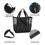 Mesh Beach Bag Toy Tote Bag Grocery Storage Net Bag Oversized Big with Pockets Foldable Lightweight for Family Pool