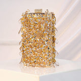 Women Luxury Designer Acrylic Beads Handle Shiny Crystal Bucket Purse Bridal Wedding Party Diamonds Tassel Evening Clutch Bag