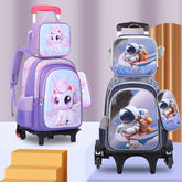3D Nylon Polyester Fabric Primary School Students Three-piece Children's Drawbar Schoolbag Breathable Waterproof Curved Backpack