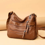 Fashion Luxury Unisex PU Handbag Messenger Shoulder Bag with Zipper Closure Letter Decoration Waterproof