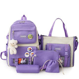 School Book Bag for 5 Piece Student School Bag Set Cute College Backpack Set for Girls Teenagers Trendy Preppy Shoulder Bag
