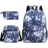 New Starry Sky Three-Piece Student Backpack USB Anti-Theft Waterproof Features for Junior High School Students 3-6 Years Old Bow
