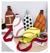 New Fashion PU Leather Women's Messenger Bag Softball Print Fanny Pack Crossbody Sling Chest Belt Bag