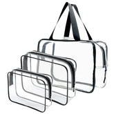 Clear Zipper Pvc Plastic Cosmetic Bag With Handle Travel Organizer Women Handbags Ladies Beach Bags 3pcs Set