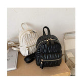 Ruched Ladies Embroidery Shoulder Chest Backpacks Pleated Women Softback School Backpack for Women Trendy Women Handle Knapsack