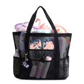 Large Capacity Portable Nylon Cut Mesh Design Shoulder Beach Bag for Beach Bathroom Toy Clothes Washing for Outdoor Use Storage