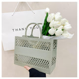 Summer Shopping Basket HandHeld PVC Bag Jelly Bag Large Capacity Storage Candy Color Hollow Easy Wash Dirt-resistant Fashion Bag
