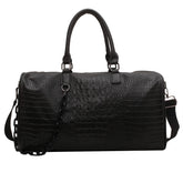 Compatible for Large Capacity Retro Crocodile-Textured Duffel Bag with Adjustable Shoulder Strap, Stylish Gym